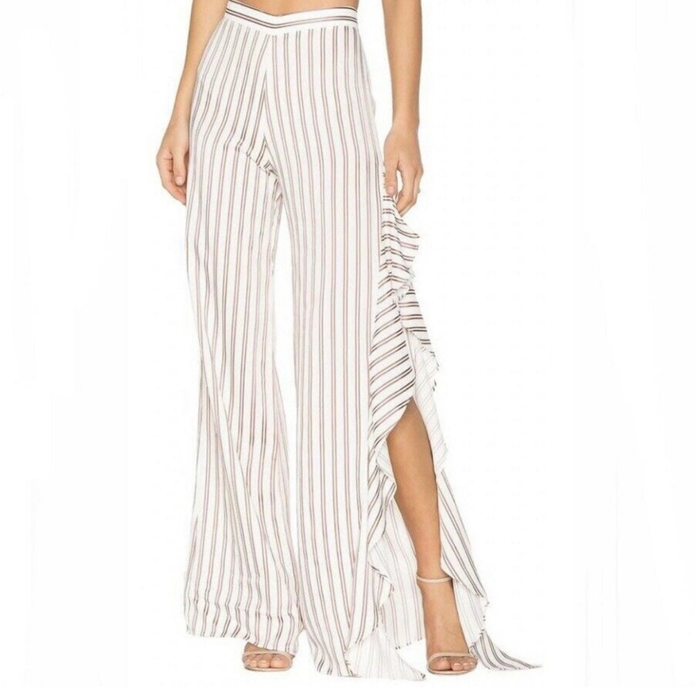 Alexis White and Brown Striped Wide Leg Pants